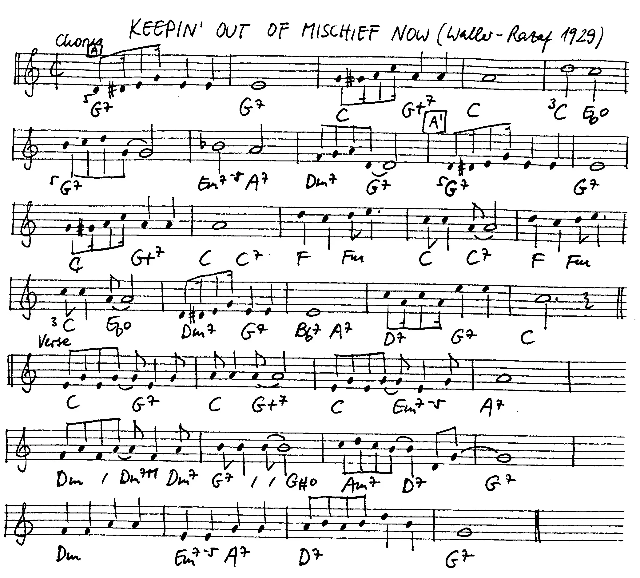 keepin' out of mischief now free jazz leadsheet - Courtesy of the Jungle Jazz Band